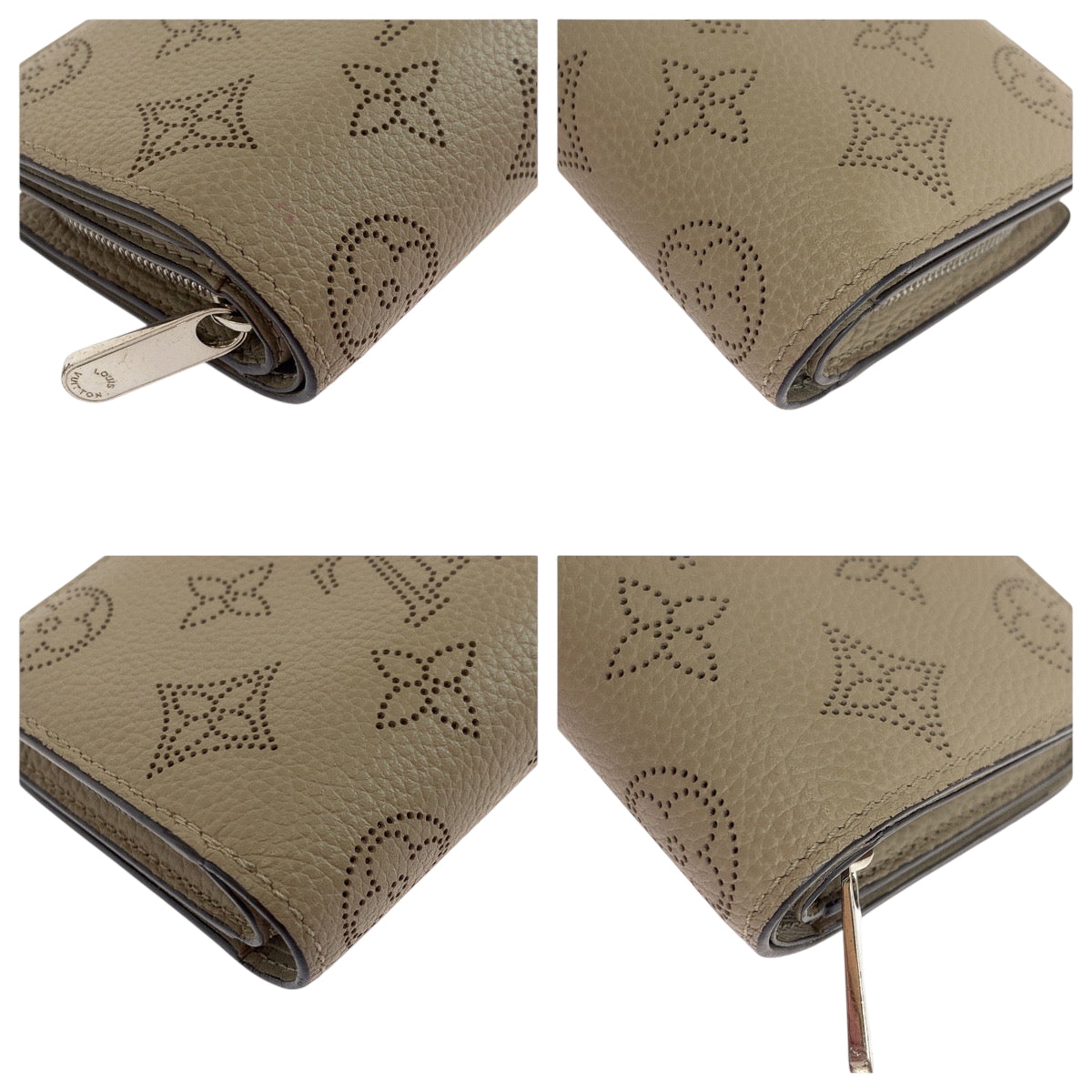 Louis Vuitton Bifold M80817 Galle SilverMetal Folding Monogram Leather Beige Wallet Case