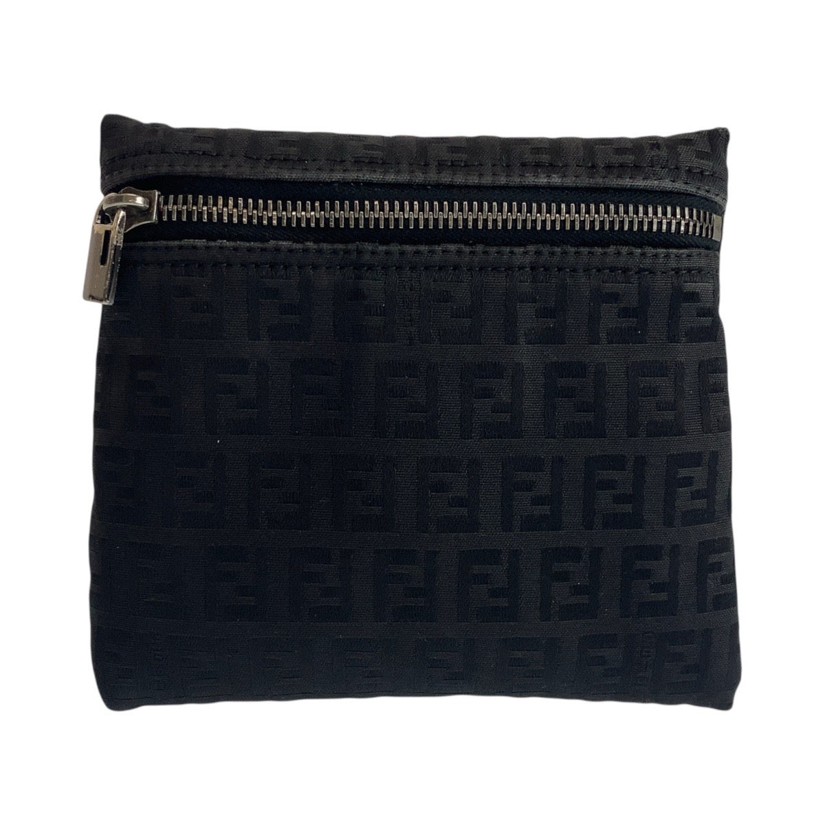 Fendi Pouch 7N0012 Silvermetal Pouch Pouch Zucchino Women Handbag Nylon Black Travel Bag