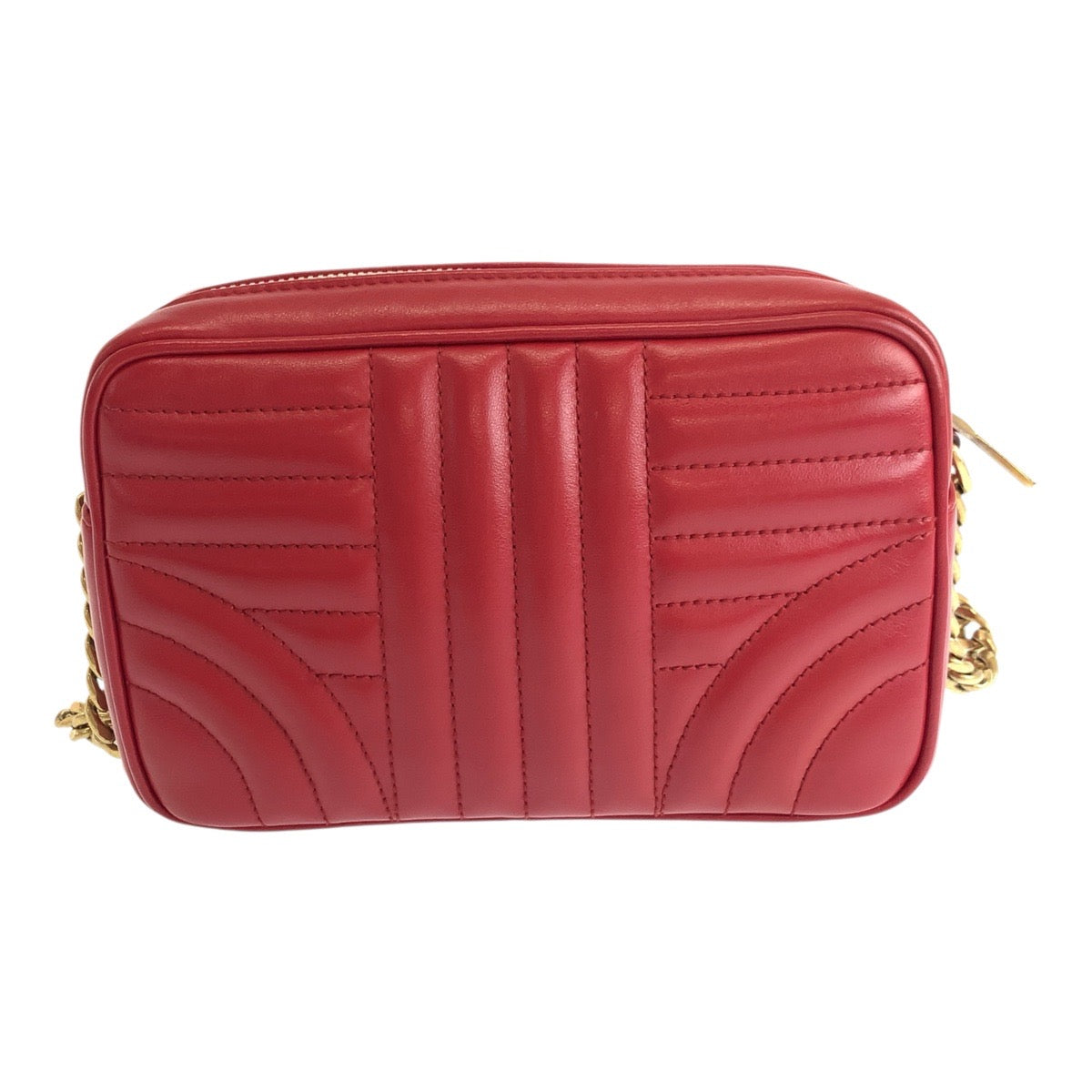 Shoulder Bag Metal Diagram Logo Leather Red