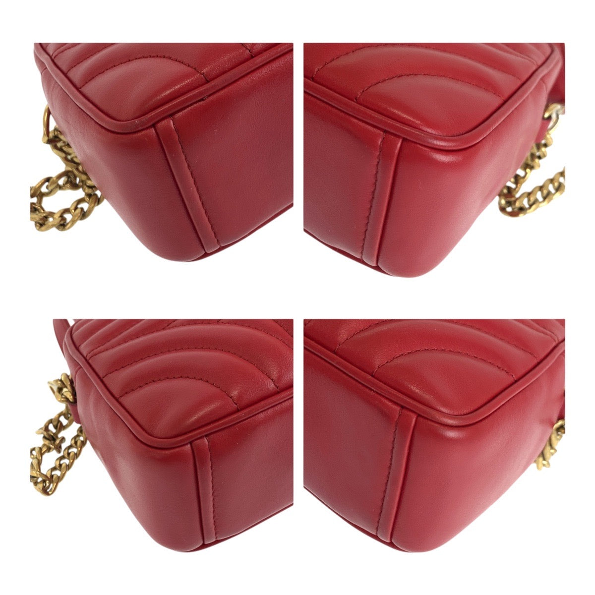 Shoulder Bag Metal Diagram Logo Leather Red