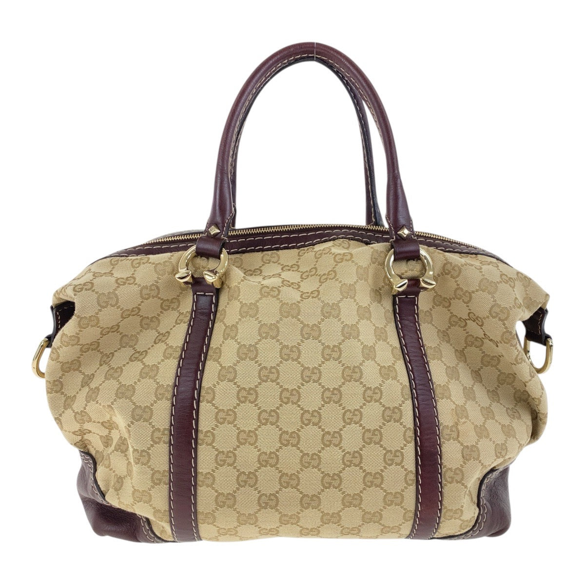 Gucci Gucci Gg Canvas Leather Handbag 2 Travel Bag