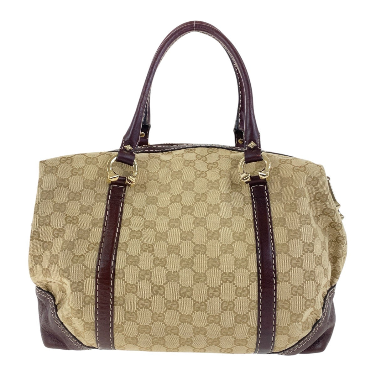 Gucci GG Metal Canvas Brown Beige Gold Handbag