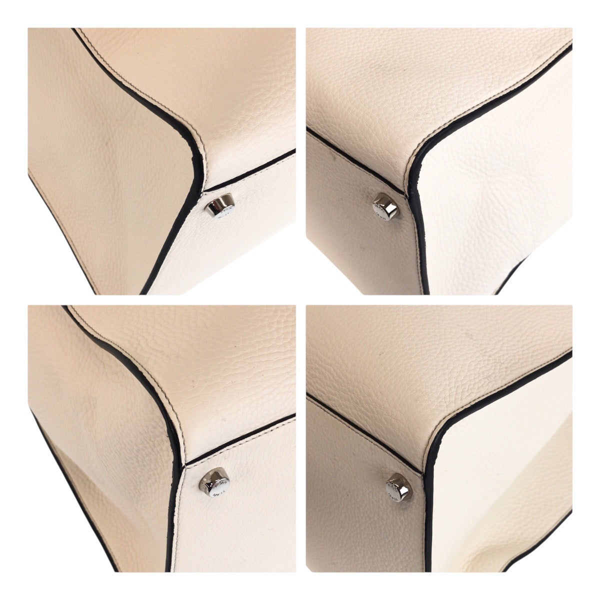 Fendi Tote Bag 7Va448 Silvermetal Peekaboo Rite Celeria Leather White
