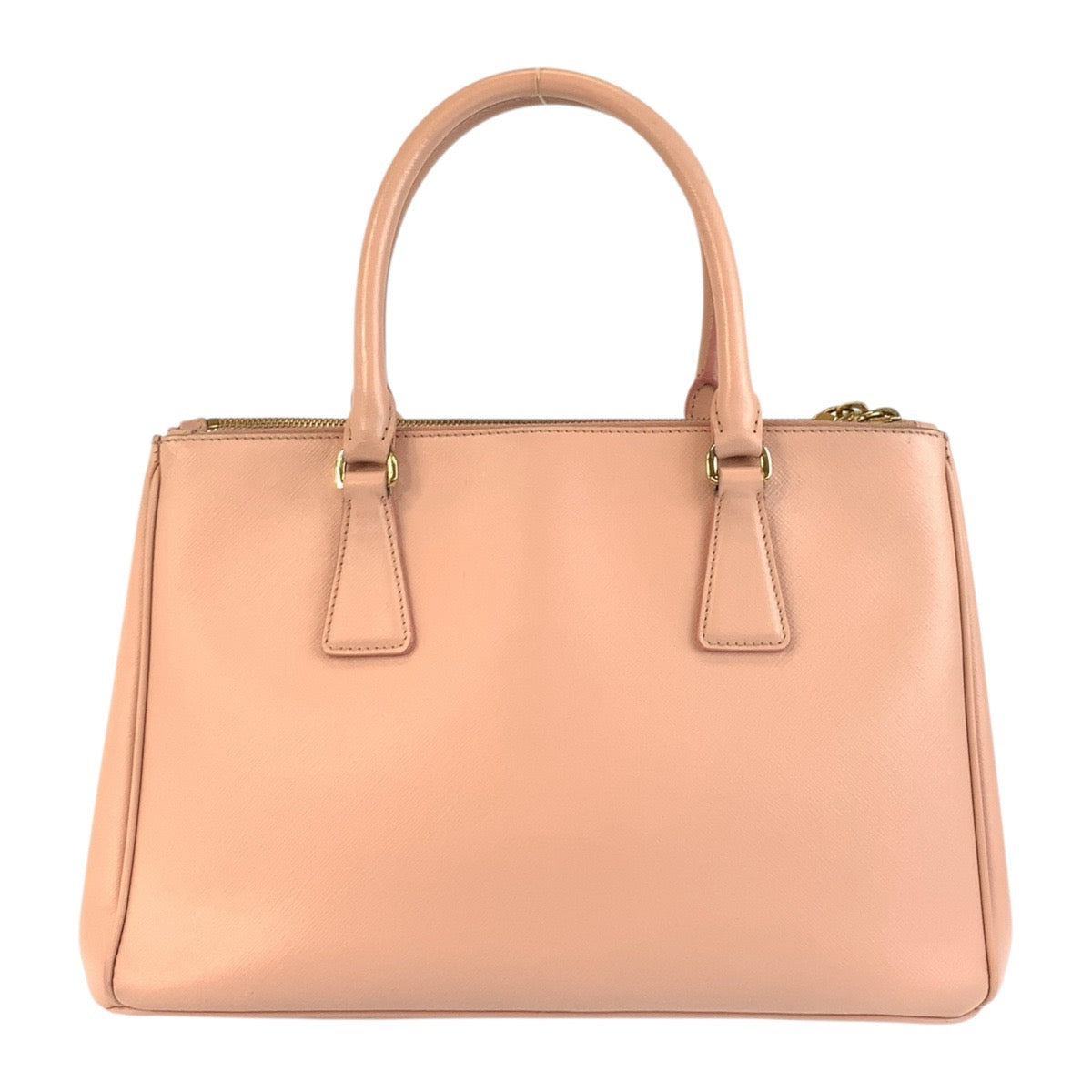 Metal Safiano Galleria Trianglewith Logo Leather Pink Travel Bag