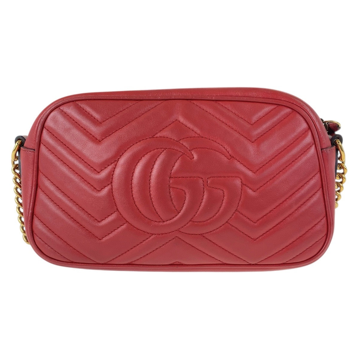 Gucci Metal GG Marmont Leather Red Gold Shoulder Bag 2