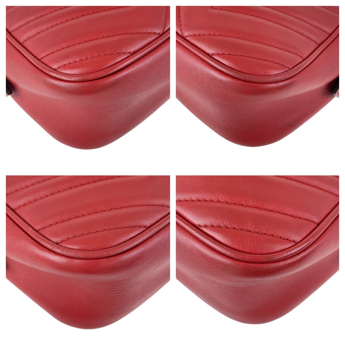 Gucci Metal GG Marmont Leather Red Gold Shoulder Bag 2