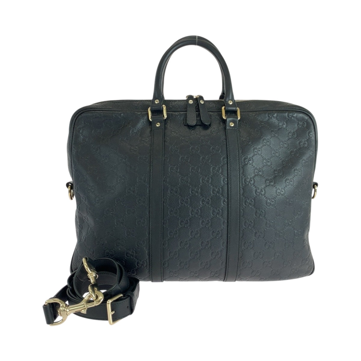 Gucci Business SilverMetal Guccisima Leather Black Handbag