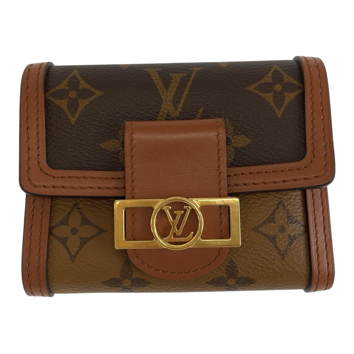 Louis Vuitton Tri-fold M68725 PVC ne Monogram Brown Gold Wallet Case