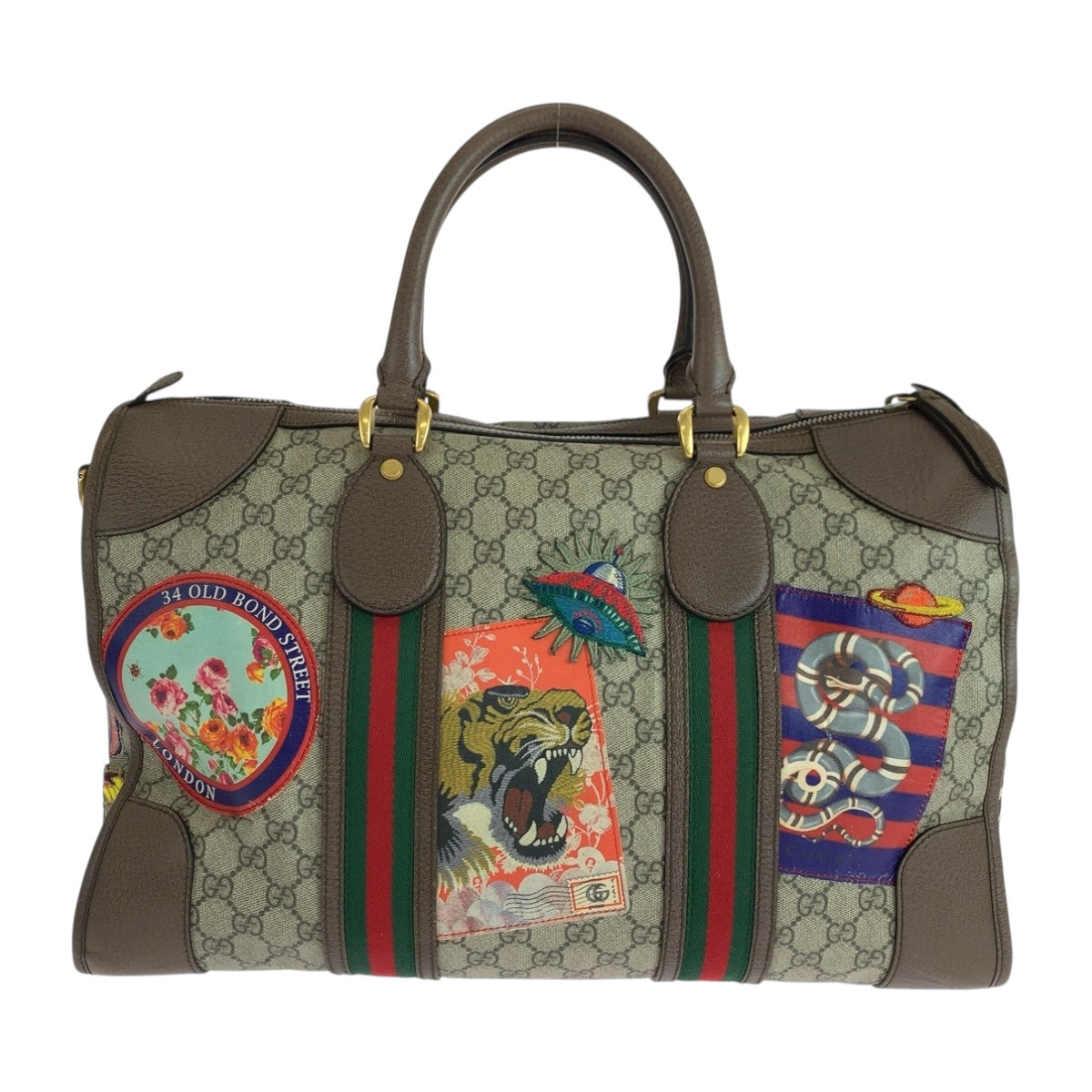 Gucci PVC Metal Sherry line Courier Brown Beige Gold Multicolor Shoulder Bag