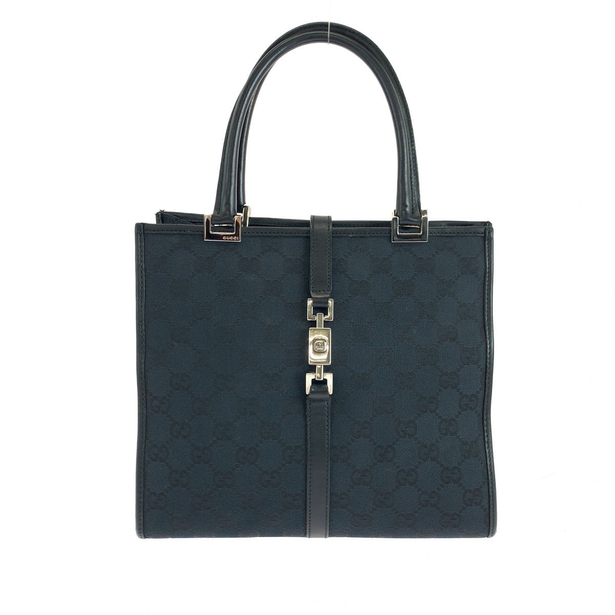 Gucci 002 GG SilverMetal Jackie Canvas Black Tote Bag 4