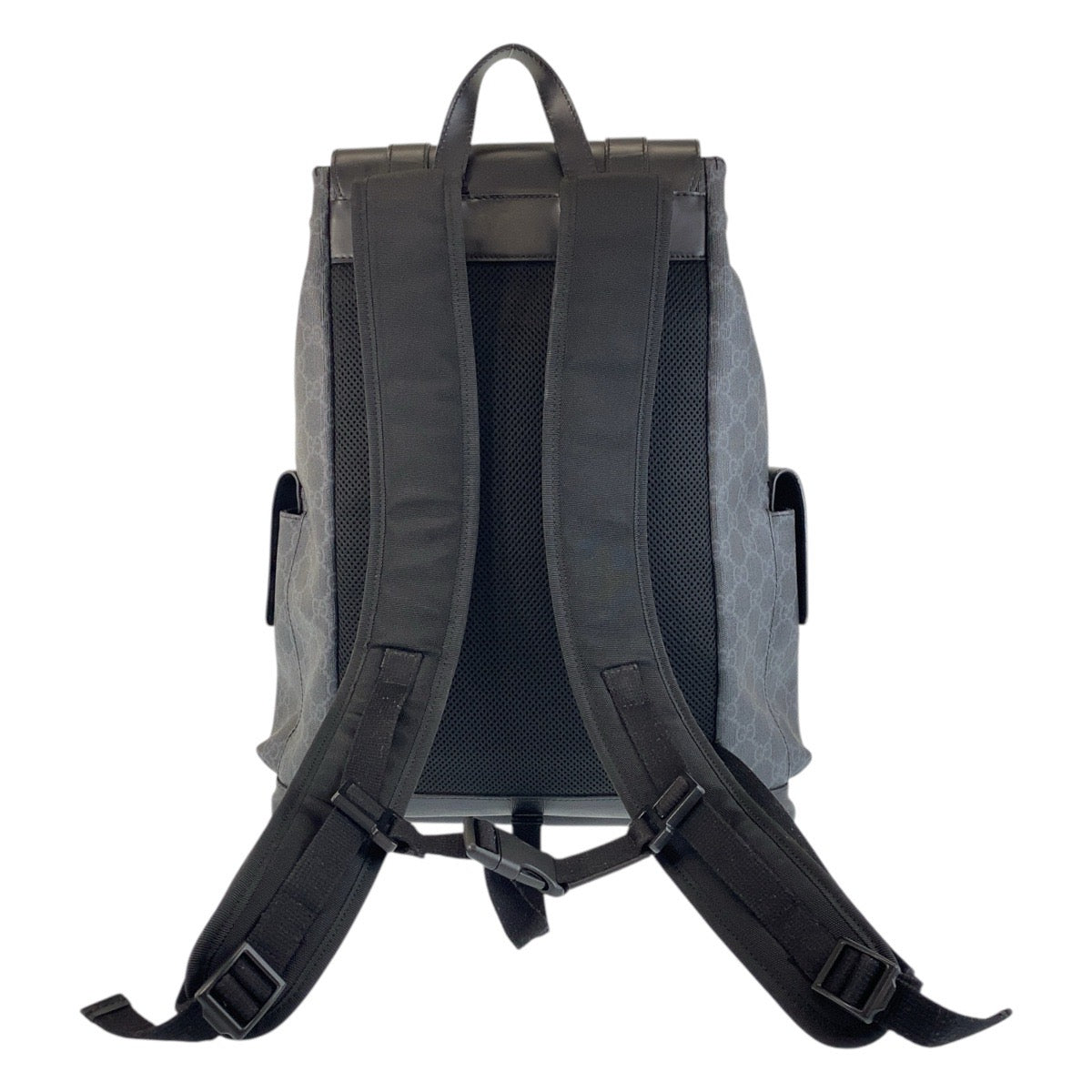 Gucci Backpack GG Supreme Metal Sherry Canvas Black Silver