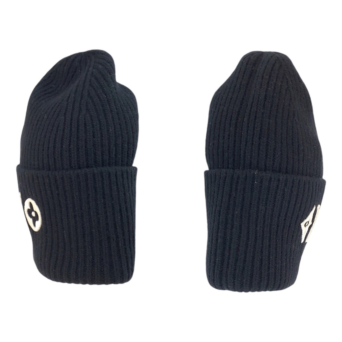 Louis Vuitton Knit M77872 Headline Beanie No Monogram Wool Black White Apparel