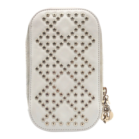 Dior Shoulder Bag Goldmetal Lady Leather White