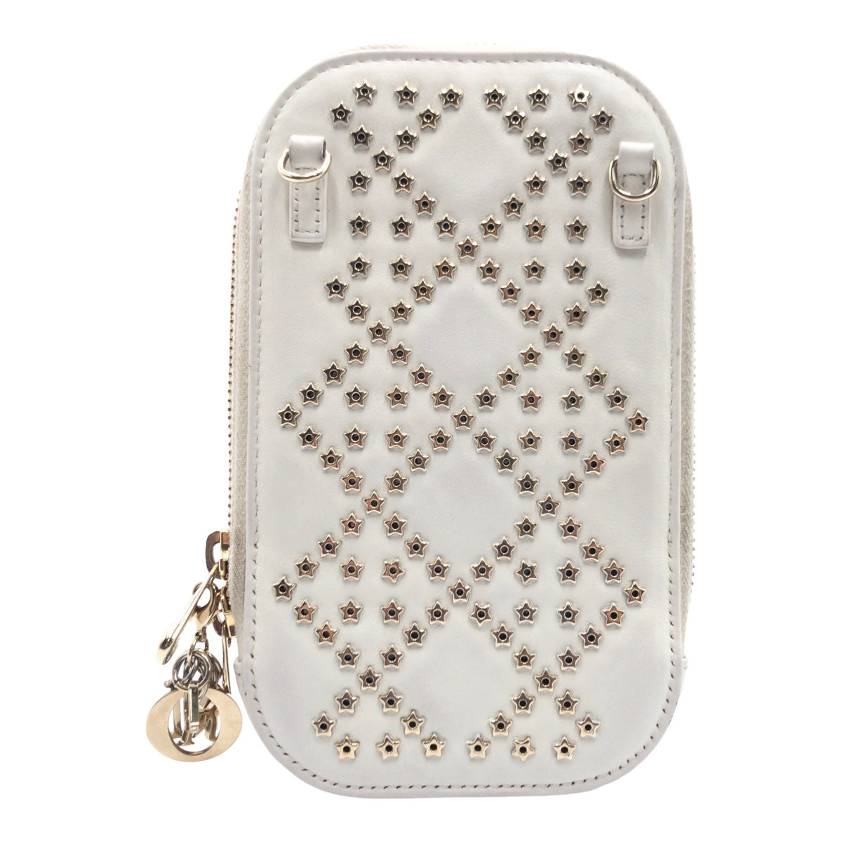 Dior Shoulder Bag Goldmetal Lady Leather White