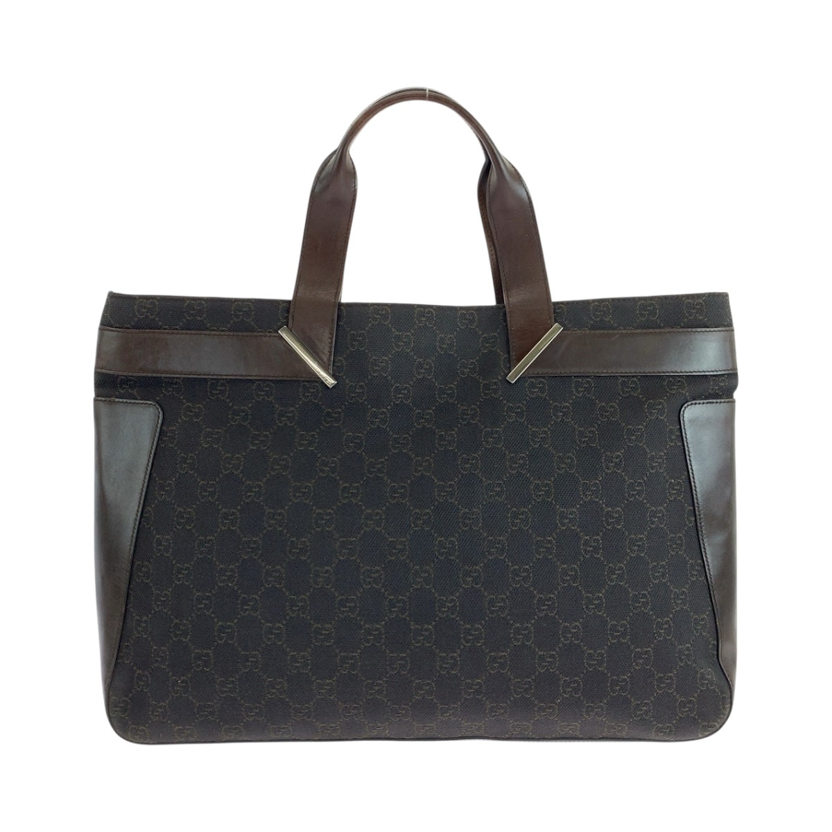 Gucci GG Dark SilverMetal Canvas Brown Tote Bag