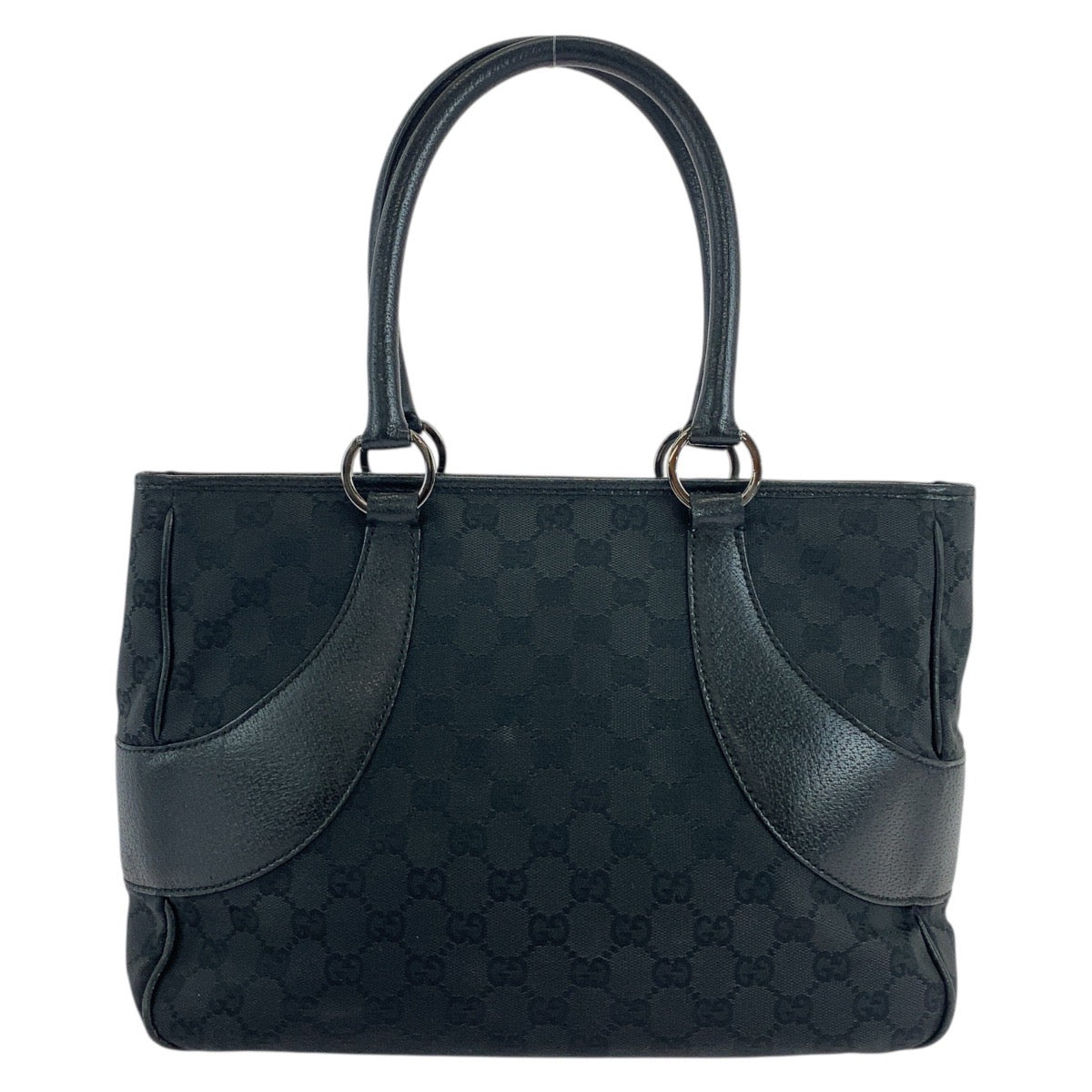Gucci 113 011 GG SilverMetal Canvas Black Tote Bag