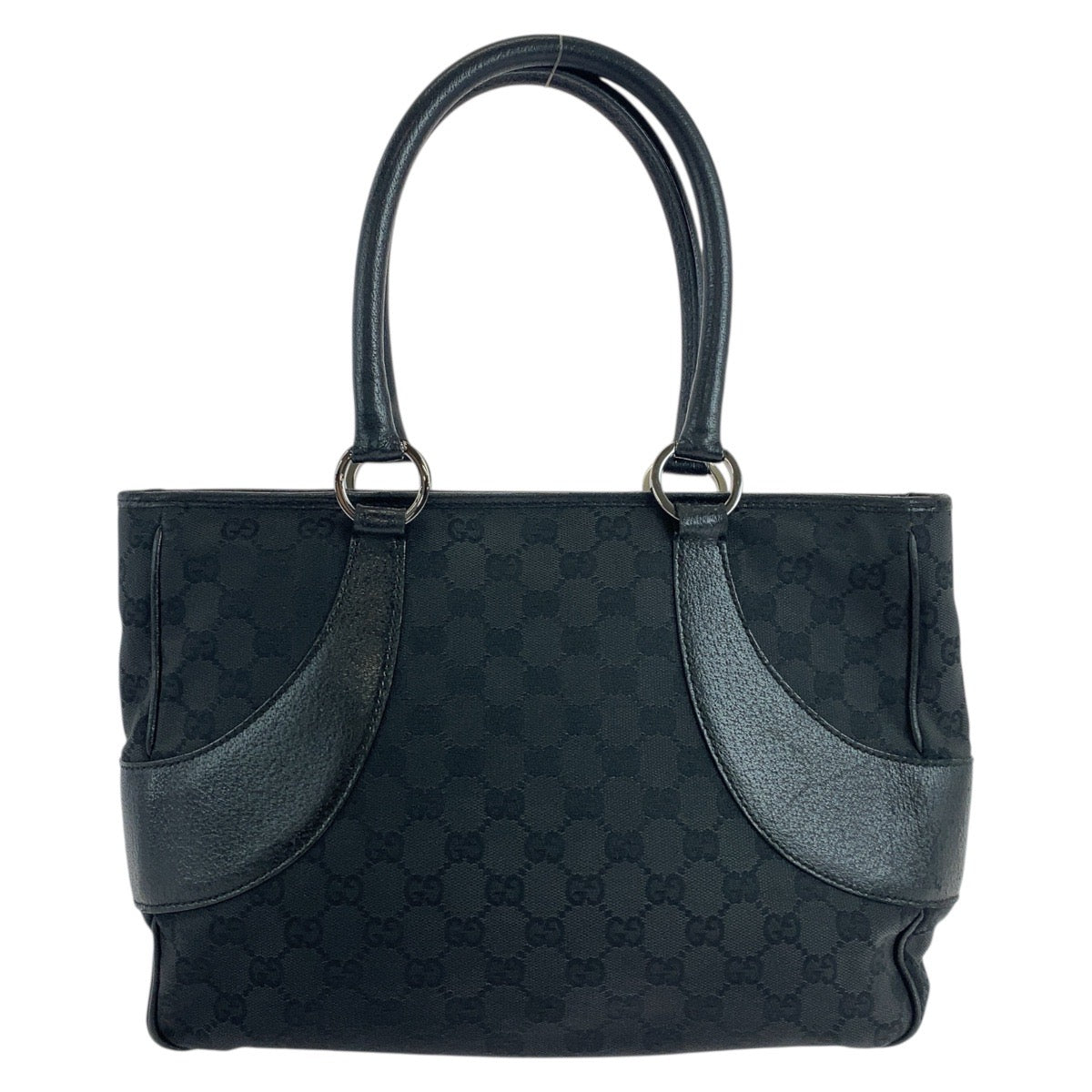 Gucci 113 011 GG SilverMetal Canvas Black Tote Bag