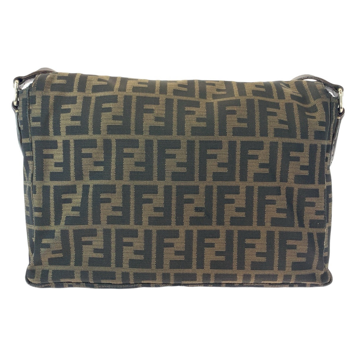 Fendi Shoulder Bag Zucca Canvas Metal Brown