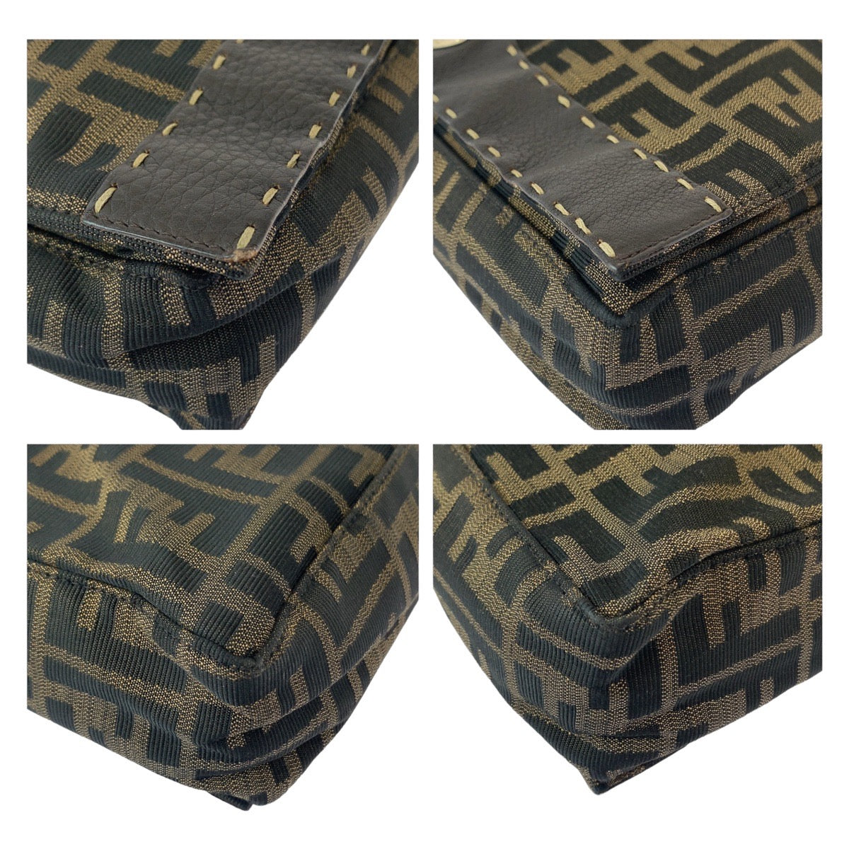Fendi Shoulder Bag Zucca Canvas Metal Brown