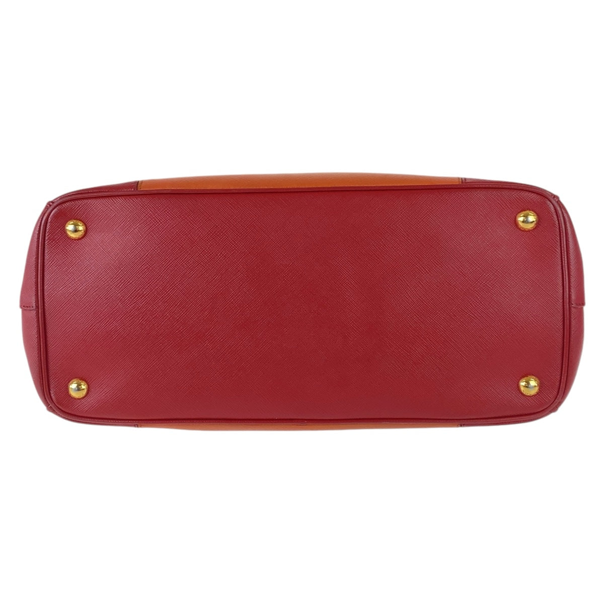 Orange Bicolor Metal Safiano Triangle With Logo Leather Red Travel Bag