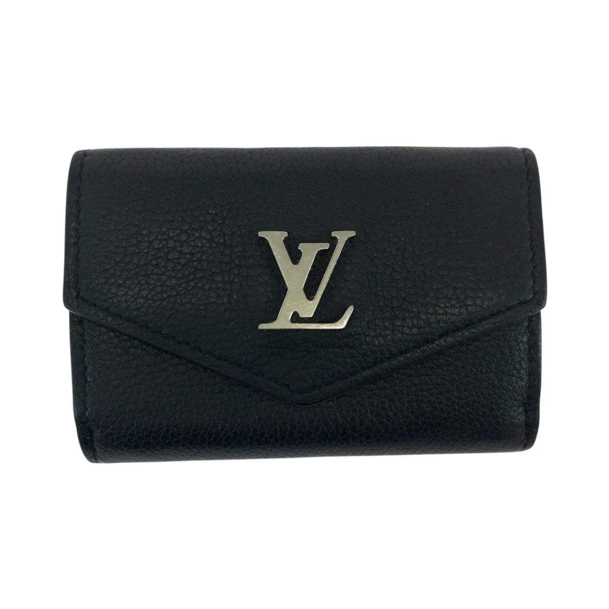 Louis Vuitton Tri-fold M63921 Portefeuille Rock Leather Black Mini Wallet Case