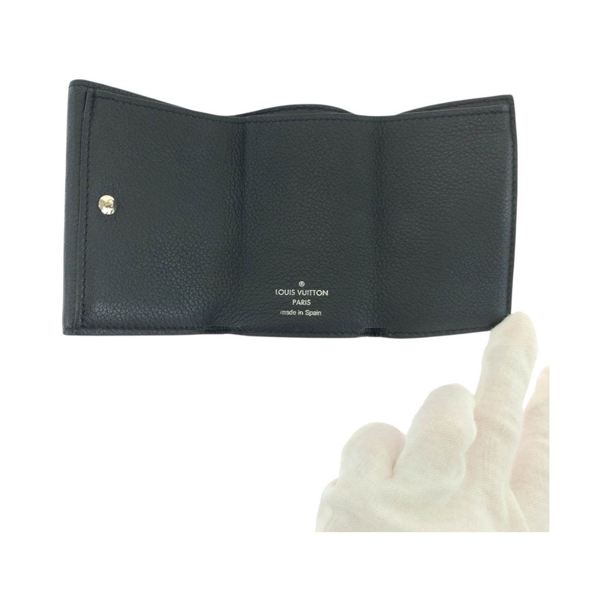 Louis Vuitton Tri-fold M63921 Portefeuille Rock Leather Black Mini Wallet Case