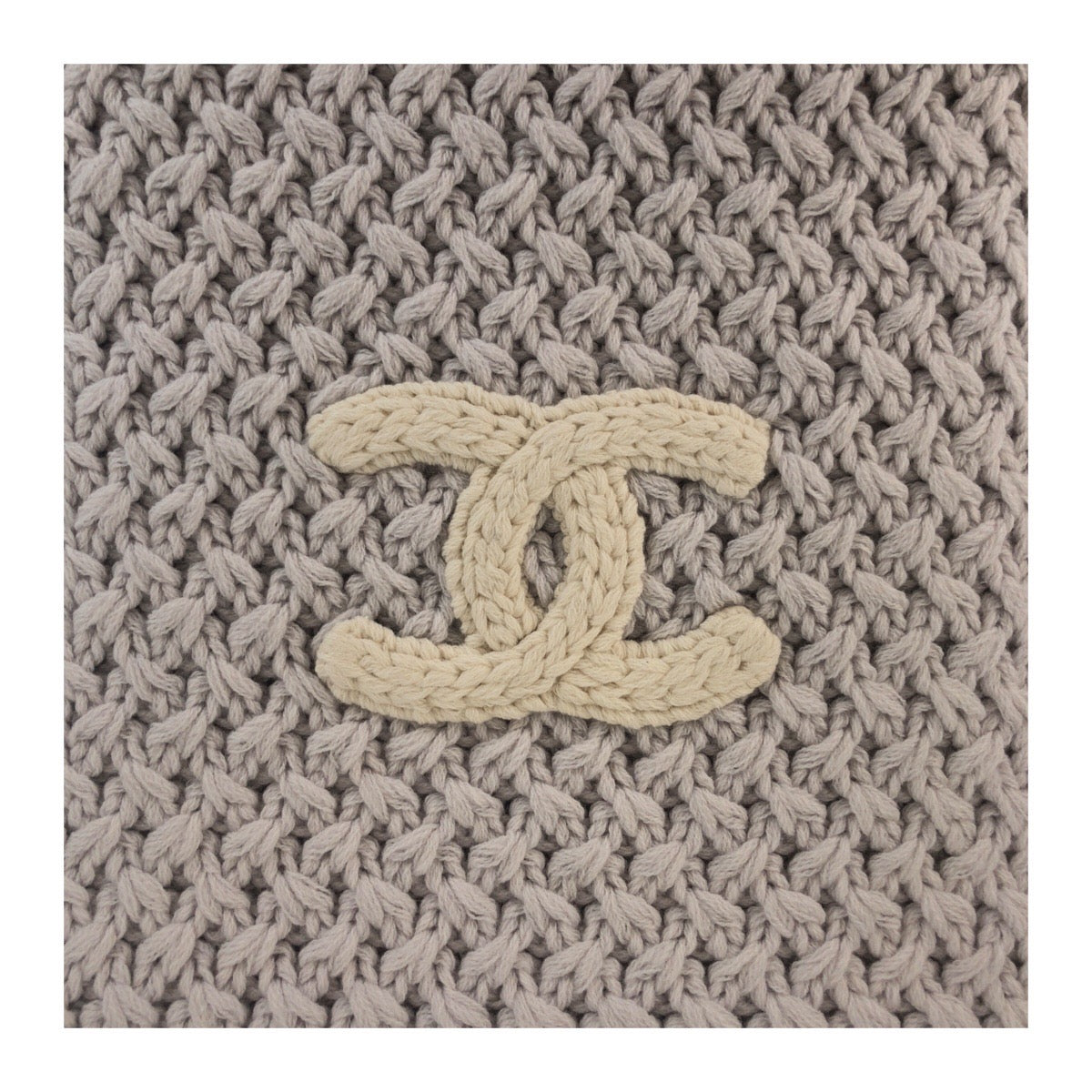 Chanel Scarf cashmere Light COCO Mark White Gray