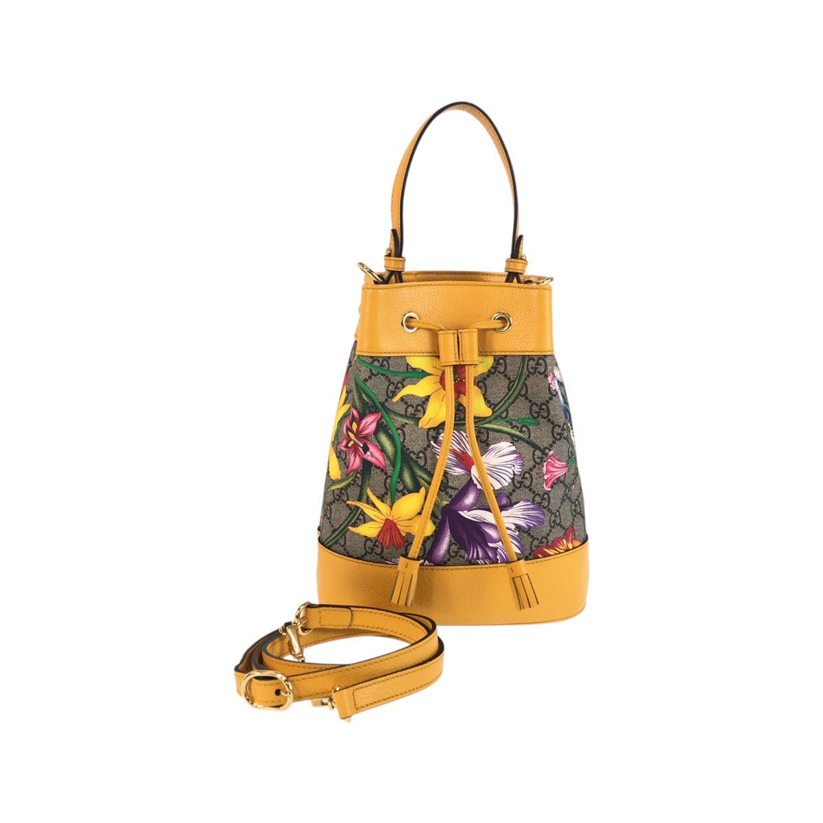 Gucci GG Supreme GG Flora Canvas Multicolor Small Bucket Shoulder Bag