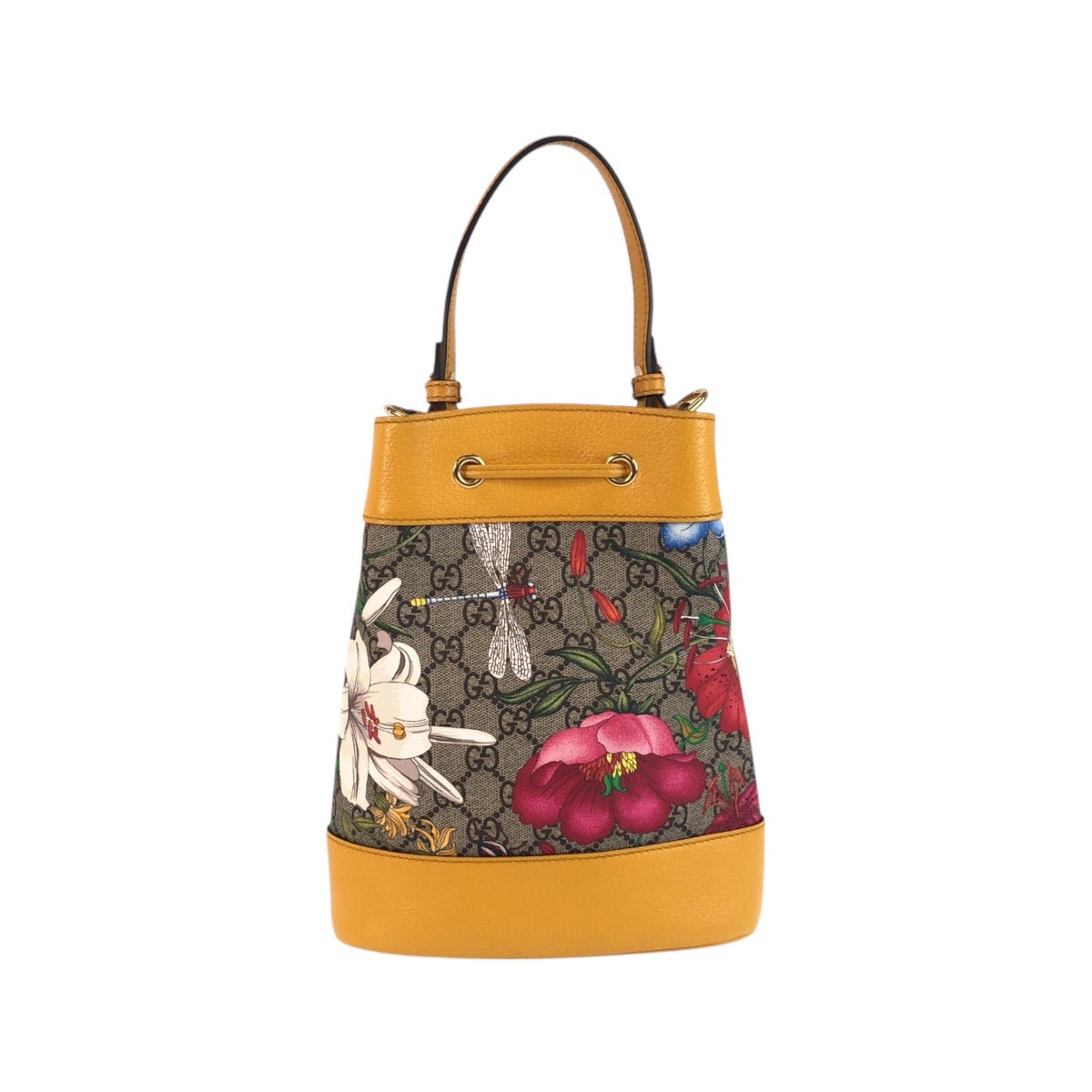 Gucci GG Supreme GG Flora Canvas Multicolor Small Bucket Shoulder Bag