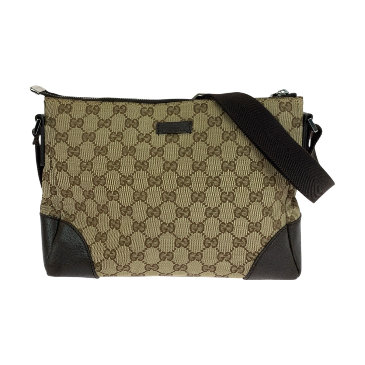 Gucci GG SilverMetal Canvas Brown Beige Shoulder Bag 3