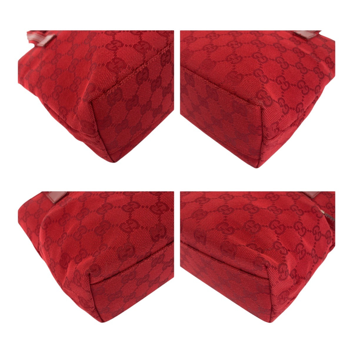Gucci 002 GG Metal Canvas Red Silver Tote Bag