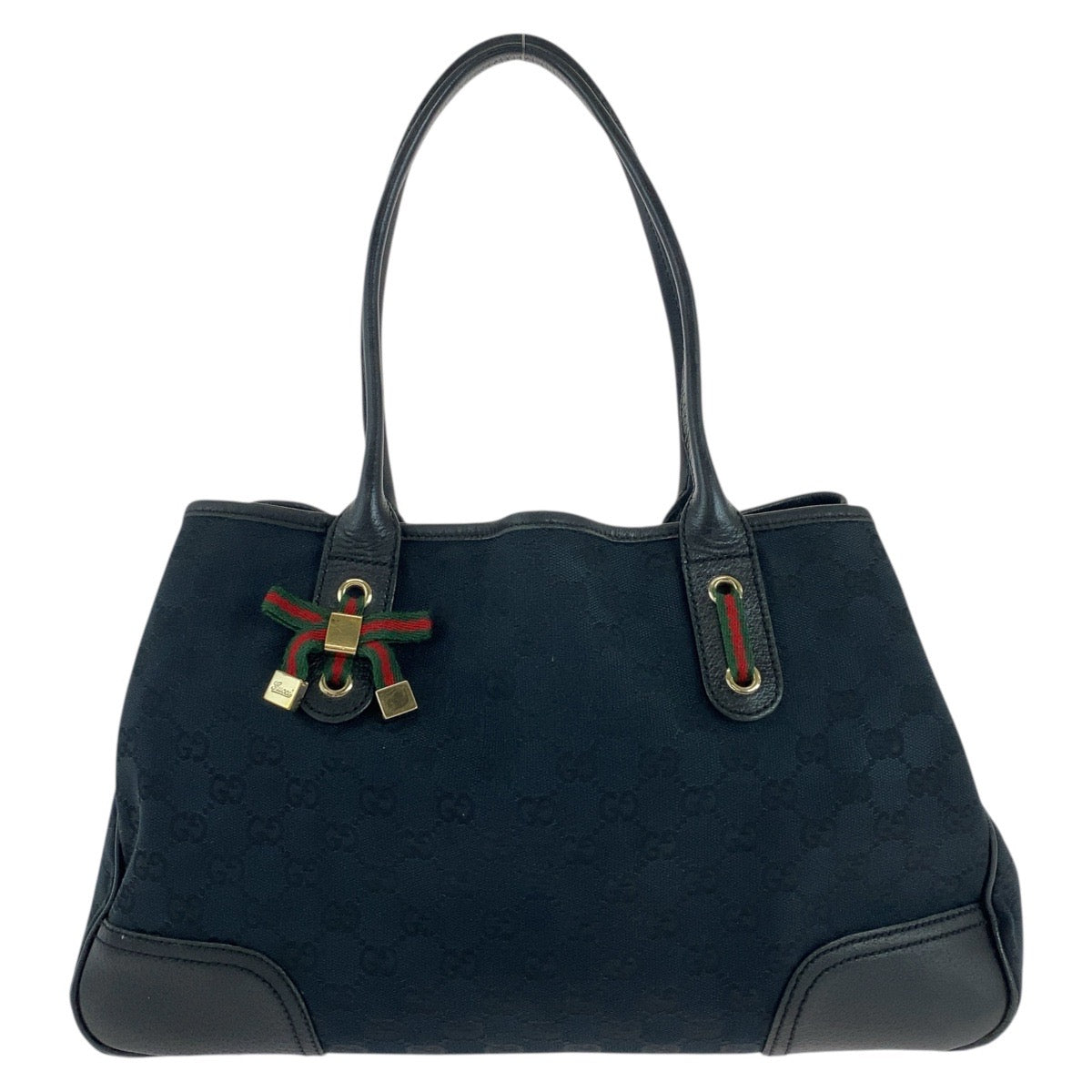 Gucci GG GoldMetal Sherry Line Princess Canvas Black Tote Bag
