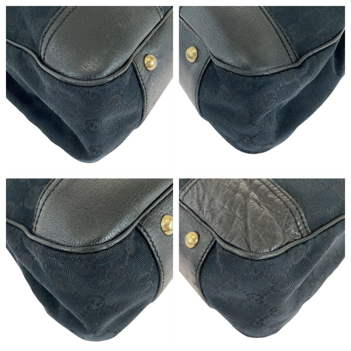 Gucci GG GoldMetal Sherry Line Princess Canvas Black Tote Bag