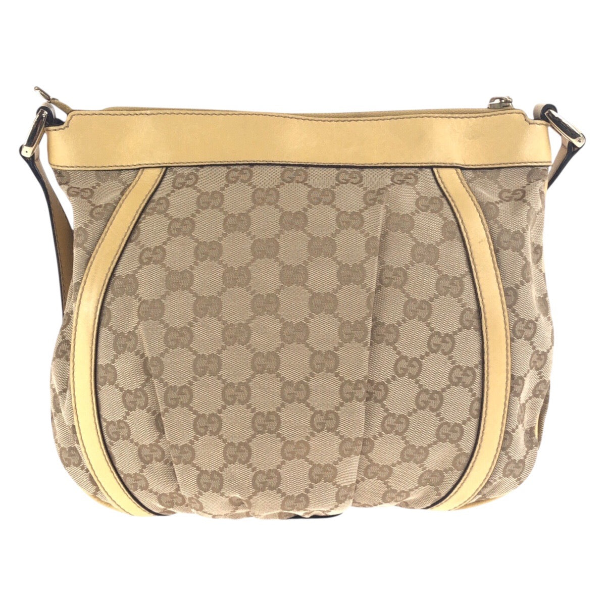 Gucci GG Metal Canvas Beige Gold Shoulder Bag 2