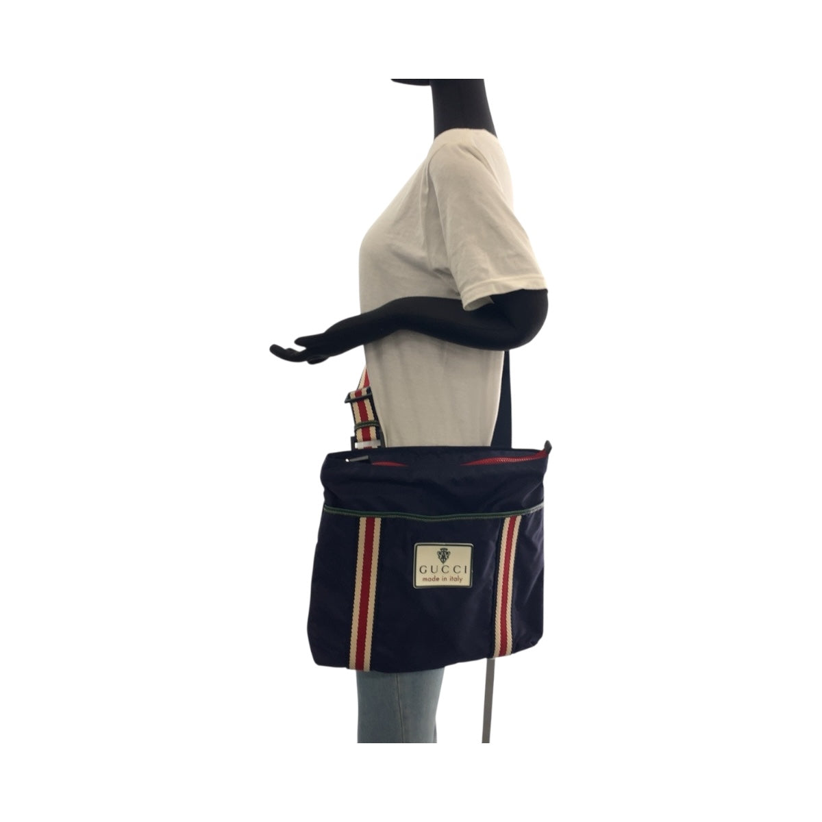 Gucci Crest Nylon Navy Shoulder Bag