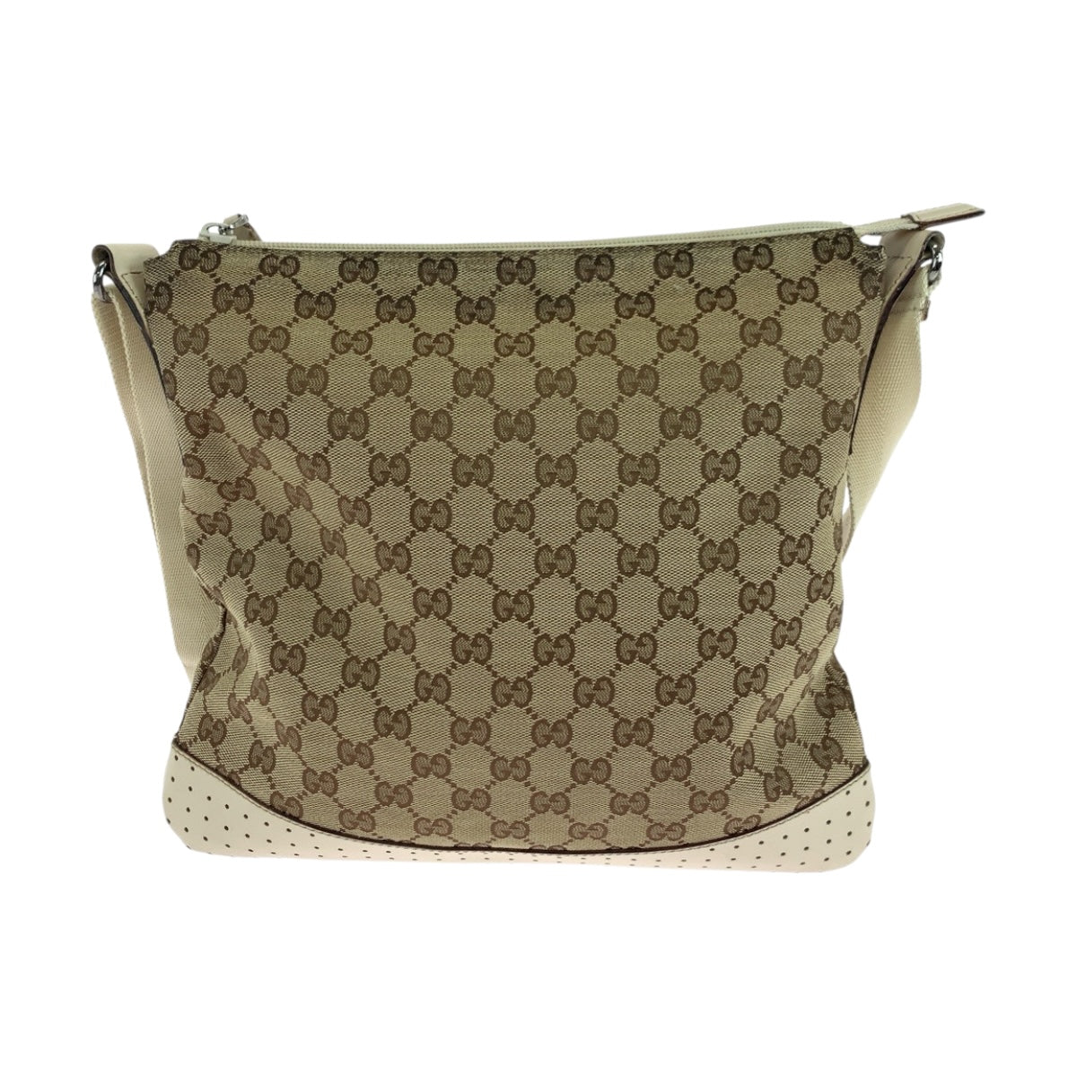 Gucci GG Ivory SilverMetal Canvas Beige Shoulder Bag