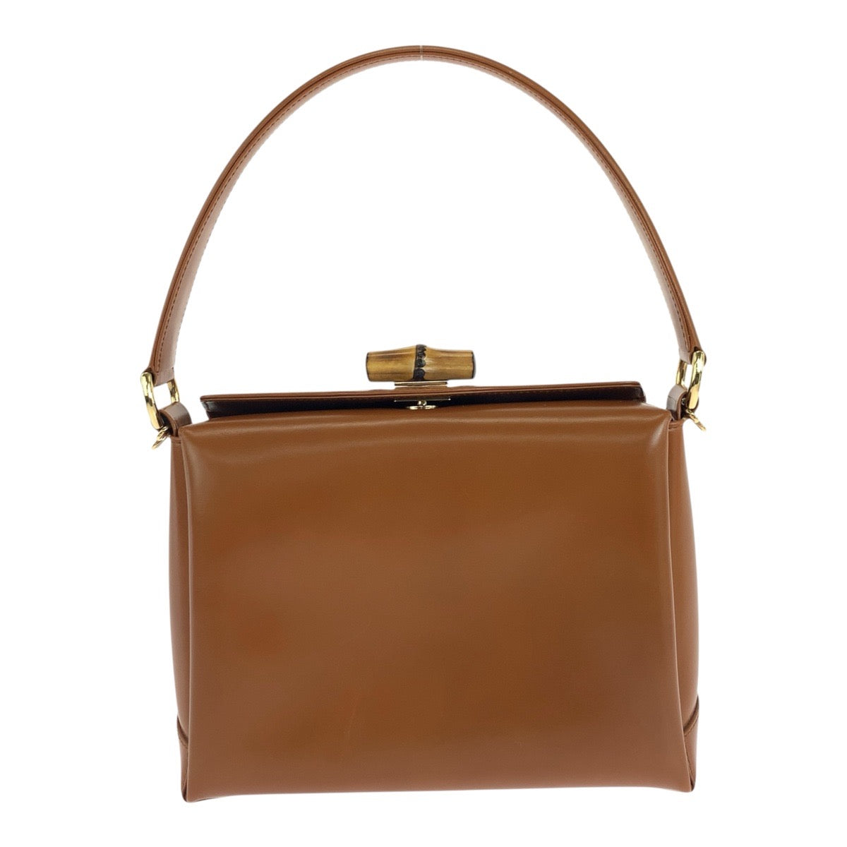 Gucci 000 926 Metal Bamboo Leather Brown Gold Handbag