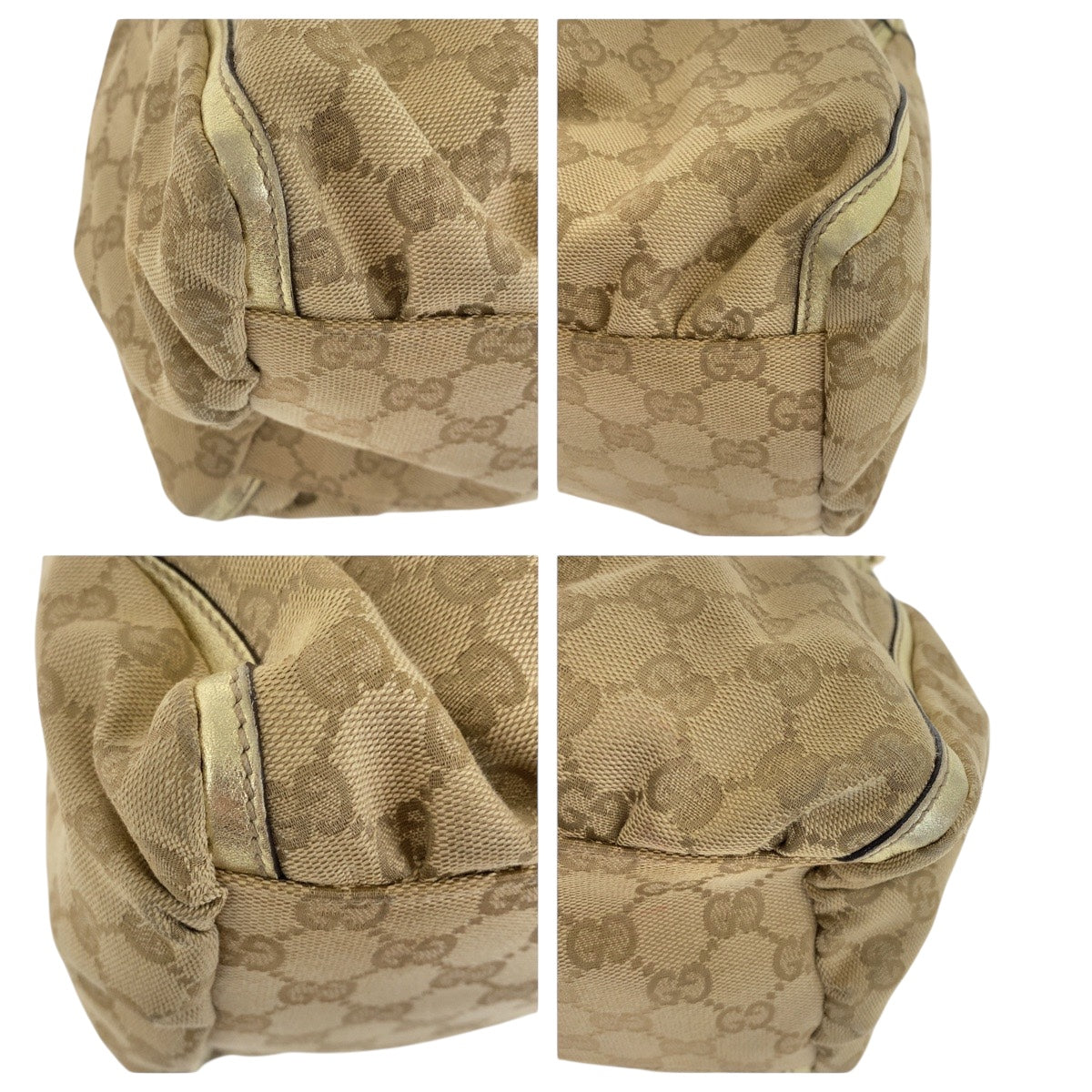 Gucci GG GoldMetal Abbey Canvas Beige Shoulder Bag