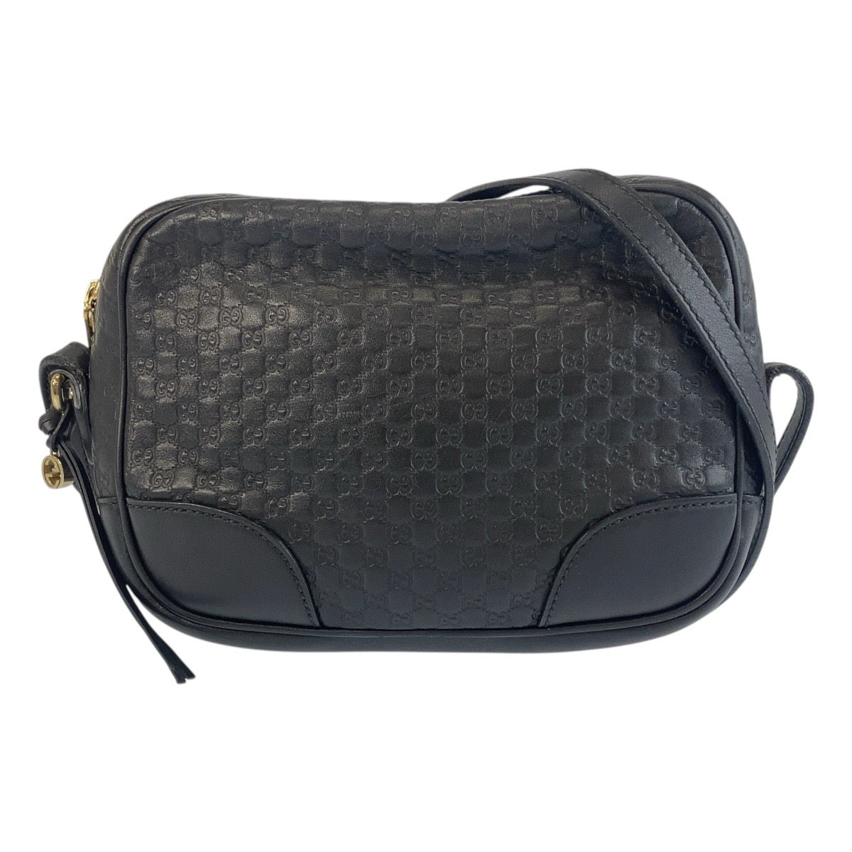 Gucci GoldMetal Micro Guccissima Interlocking Leather Black Shoulder Bag