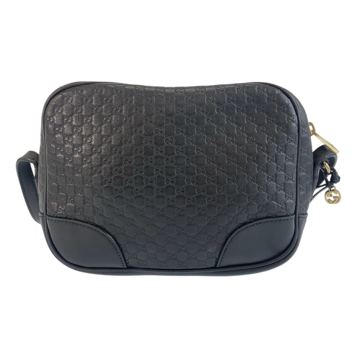 Gucci GoldMetal Micro Guccissima Interlocking Leather Black Shoulder Bag