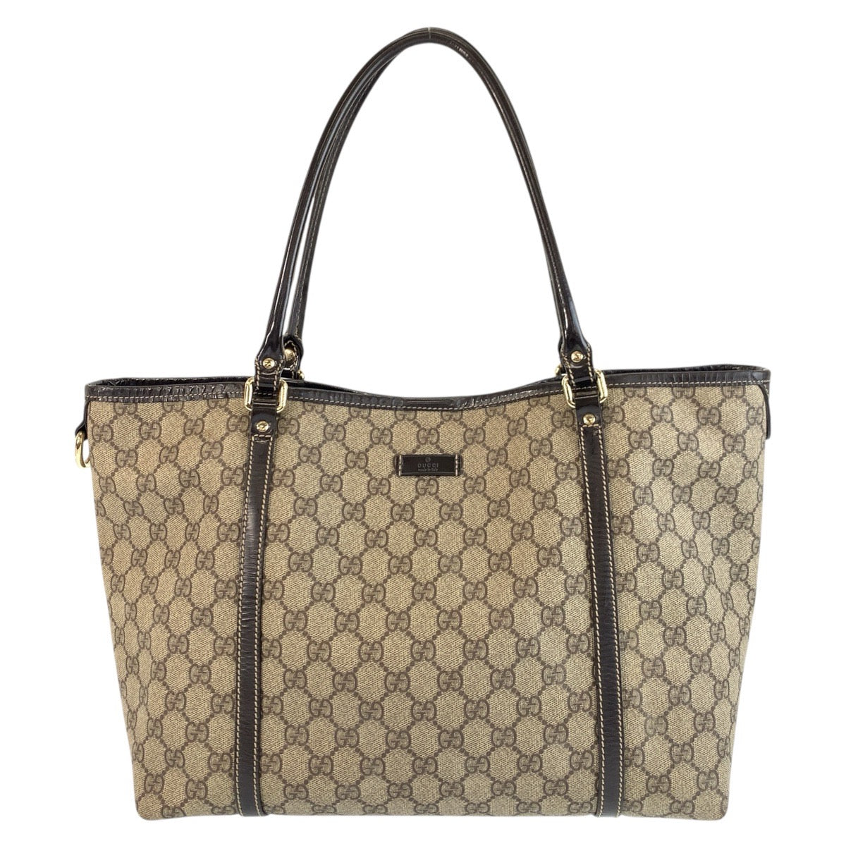 Gucci GG Supreme Metal Canvas Brown Gold Tote Bag
