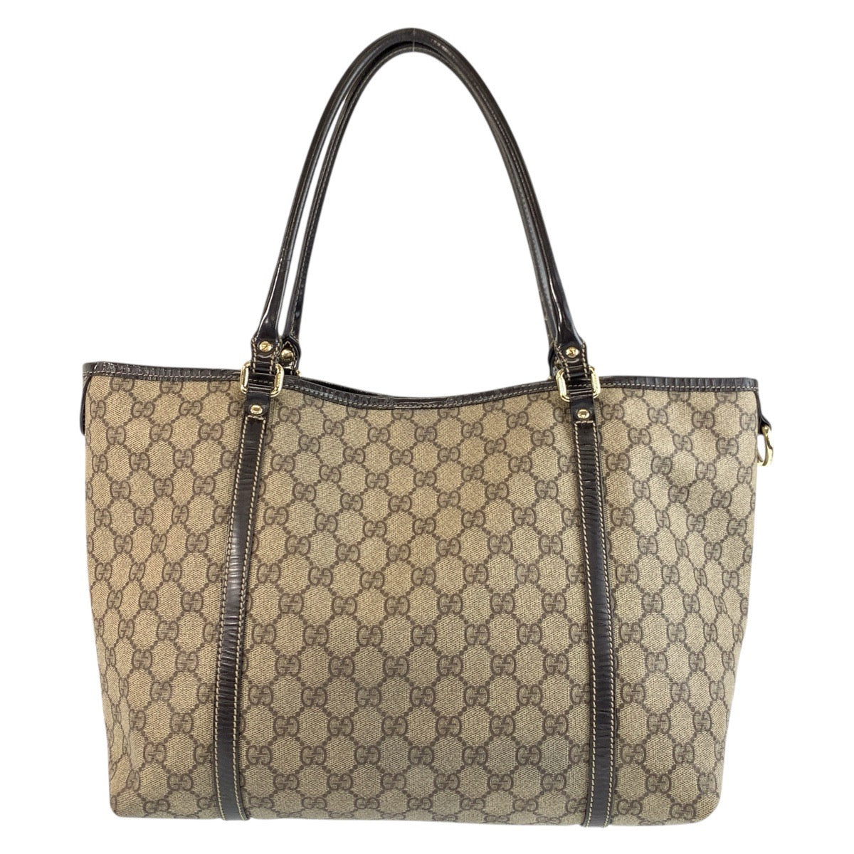 Gucci GG Supreme Metal Canvas Brown Gold Tote Bag