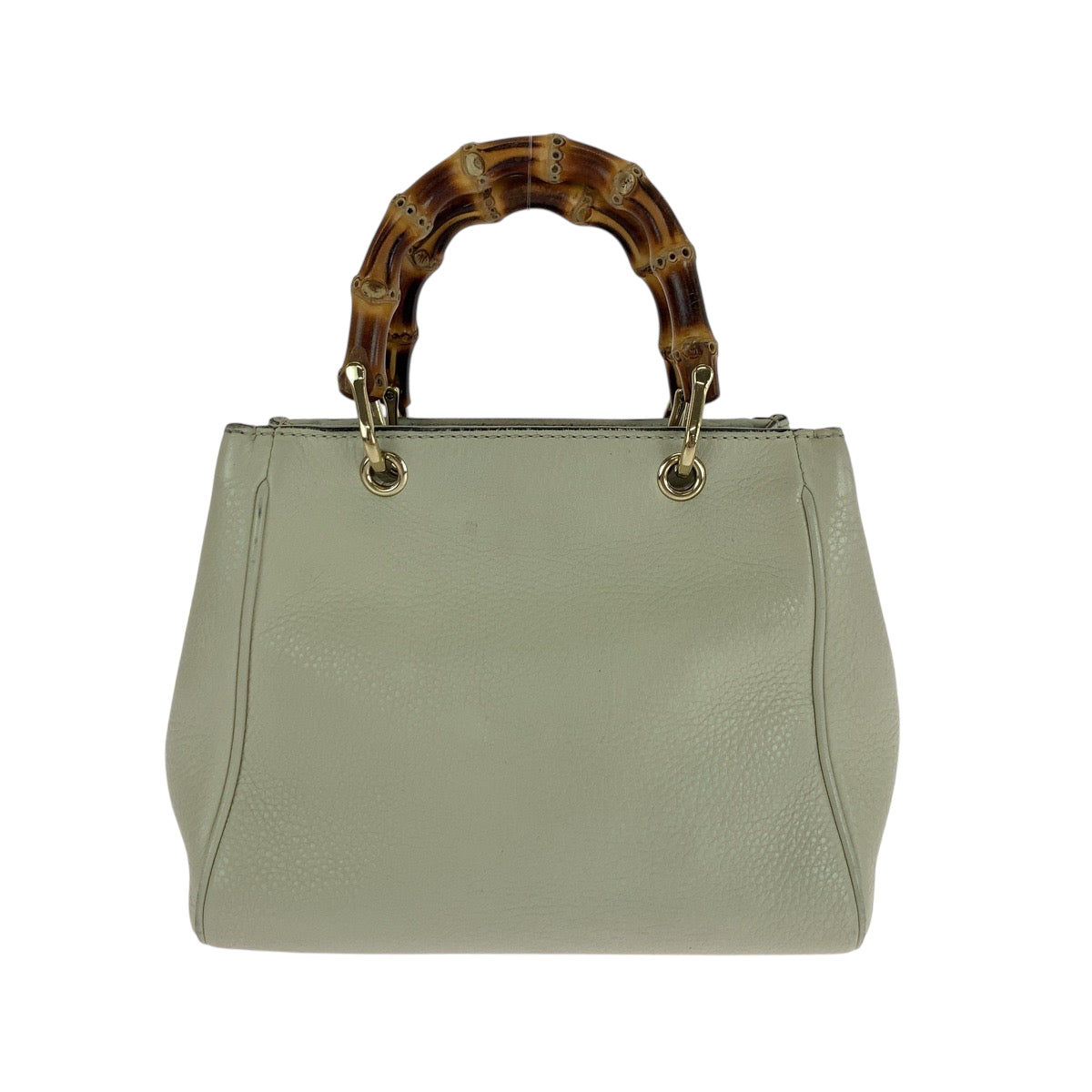 Gucci Ivory Metal Bamboo Leather Brown Gold Handbag