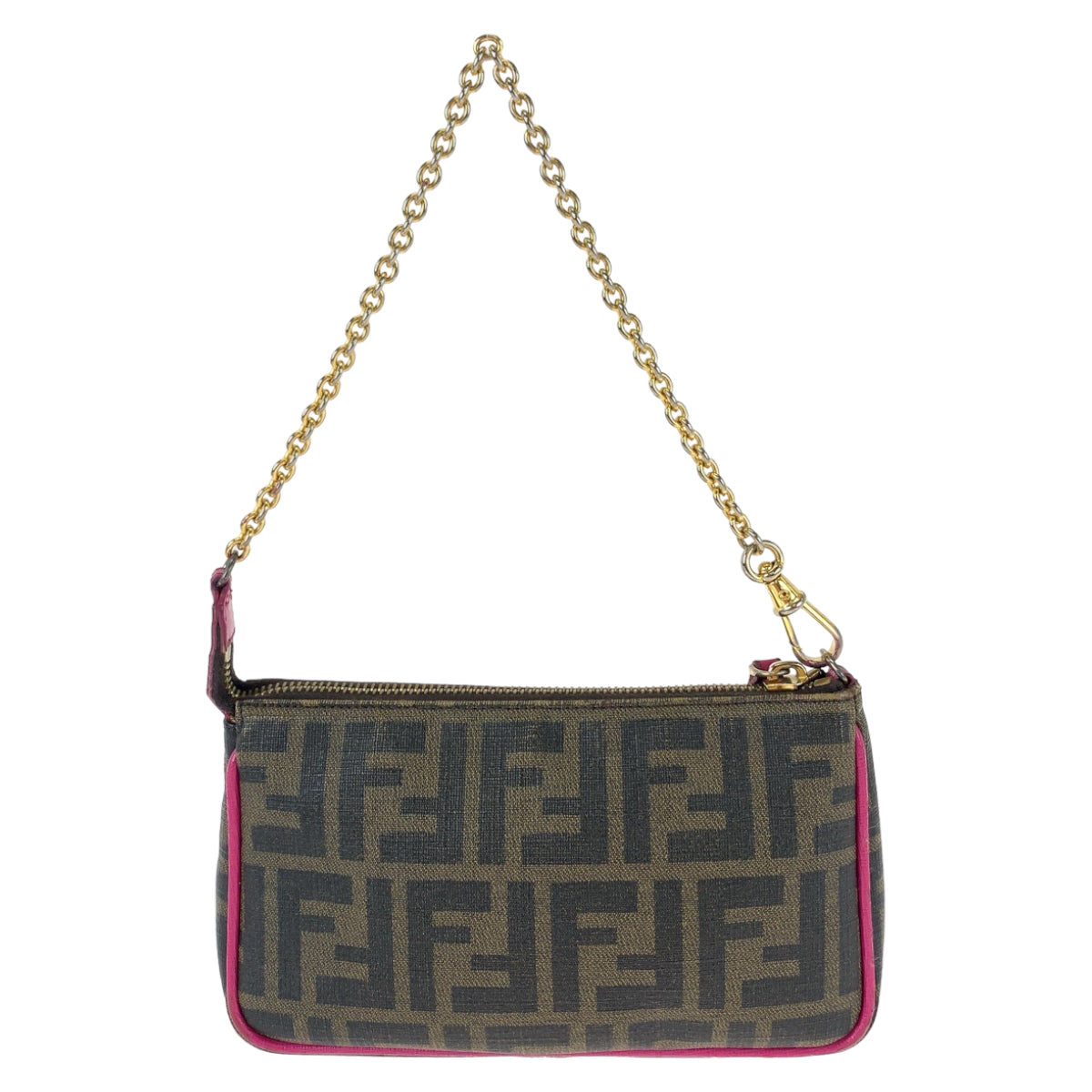 Fendi Handbag 8M0271 Grp Zucca Pattern Leather Metal Brown Travel Bag
