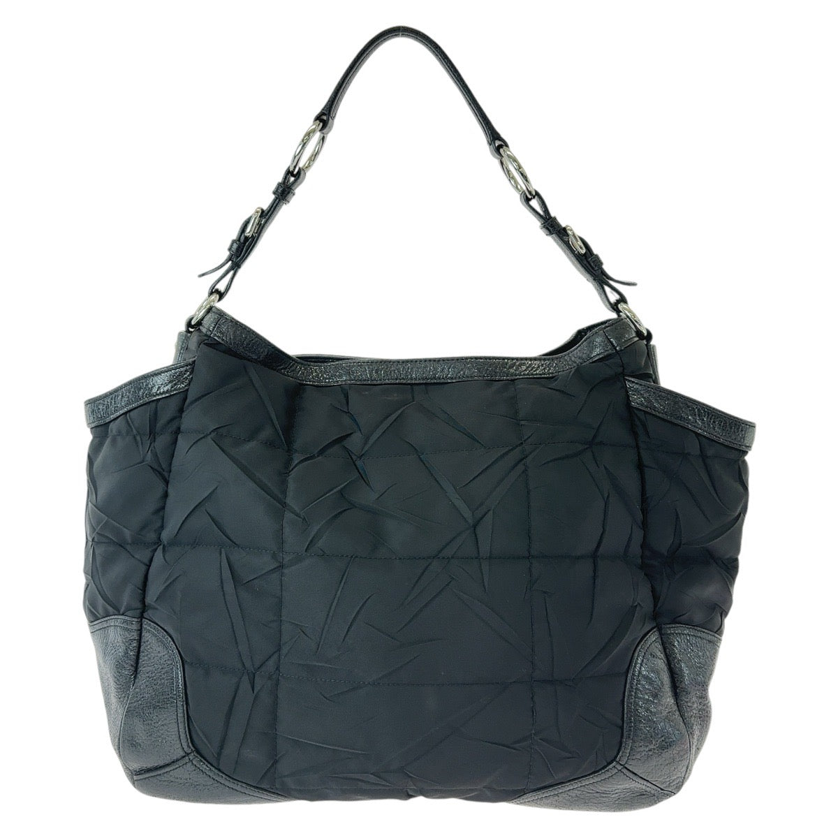 Shoulder Bag Silvermetal Tessuto Wrinkled Triangle With Nylon Black