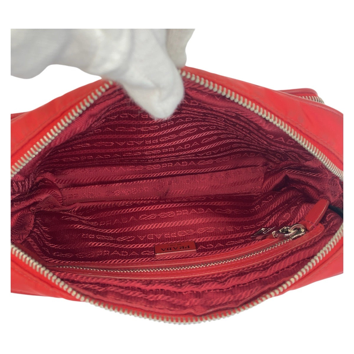 Shoulder Bag Metal Testo Saffiano Triangle With Nylon Red