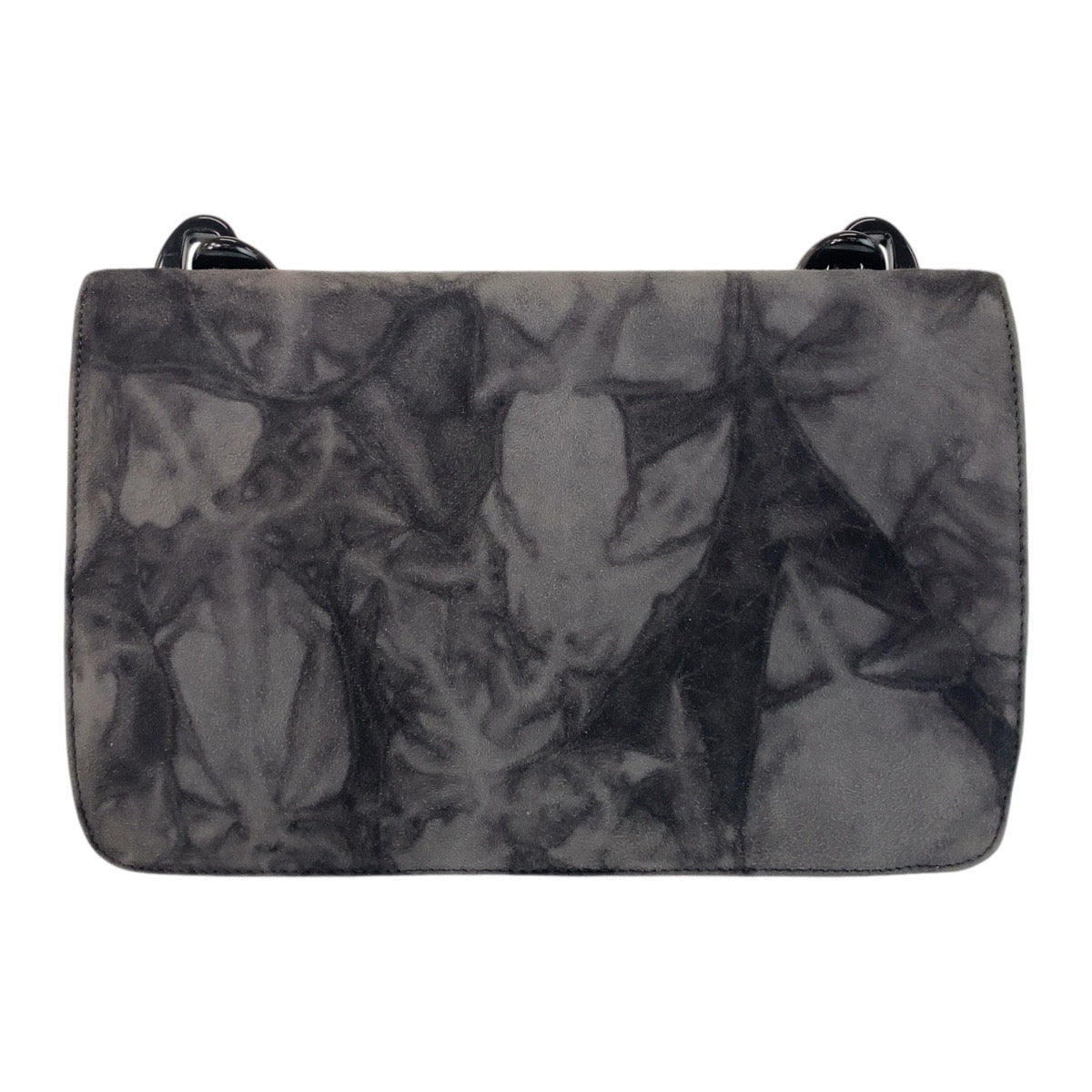 Shoulder Bag Gray Plastic Suede Chain