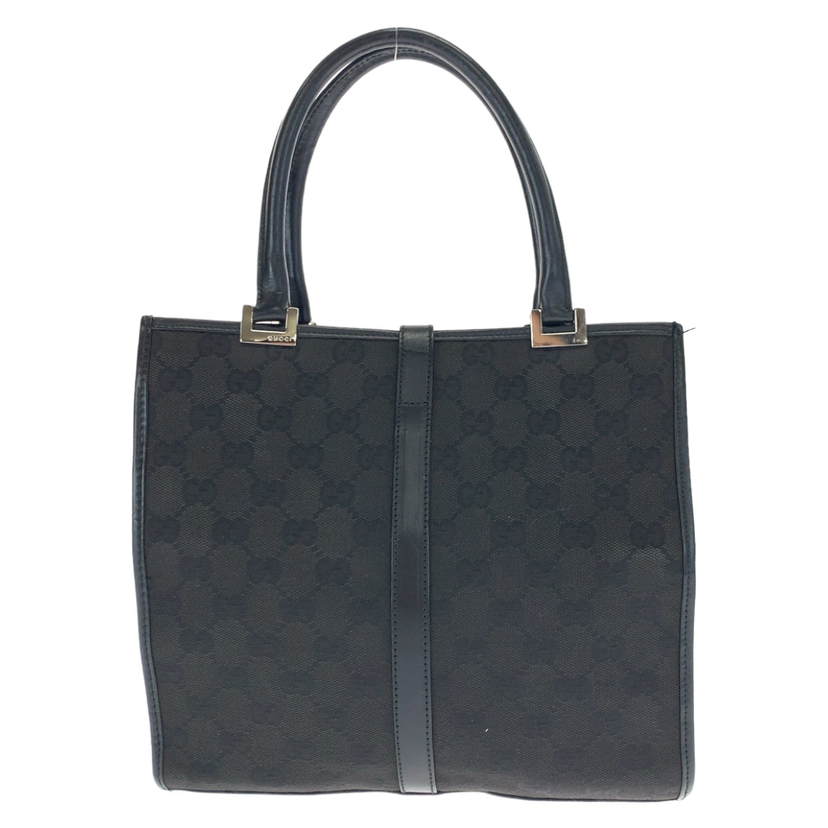 Gucci 002 GG SilverMetal Jackie Canvas Black Tote Bag 2