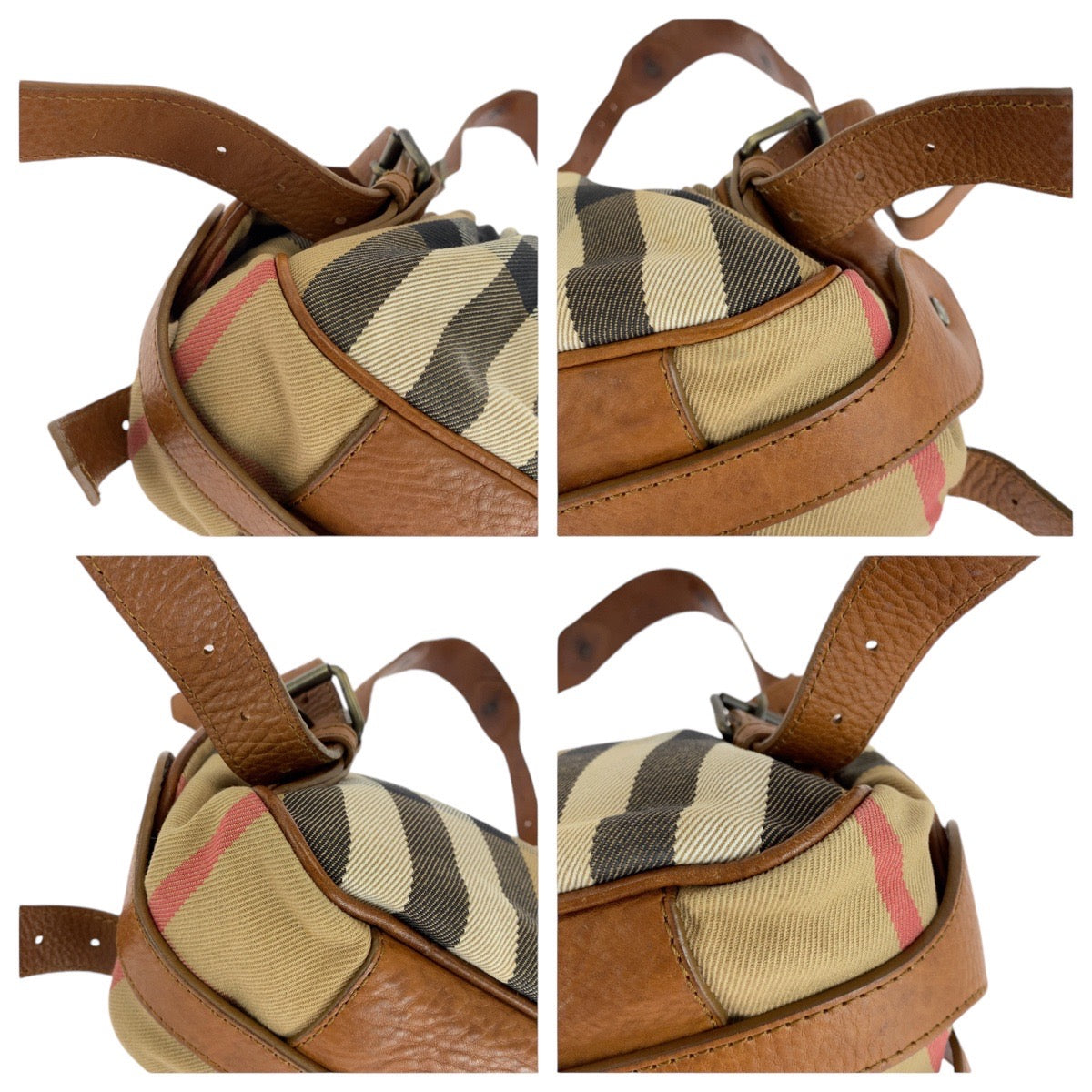 Burberry Shoulder Bag Gunmetal Prorsum Check Pattern Canvas Brown