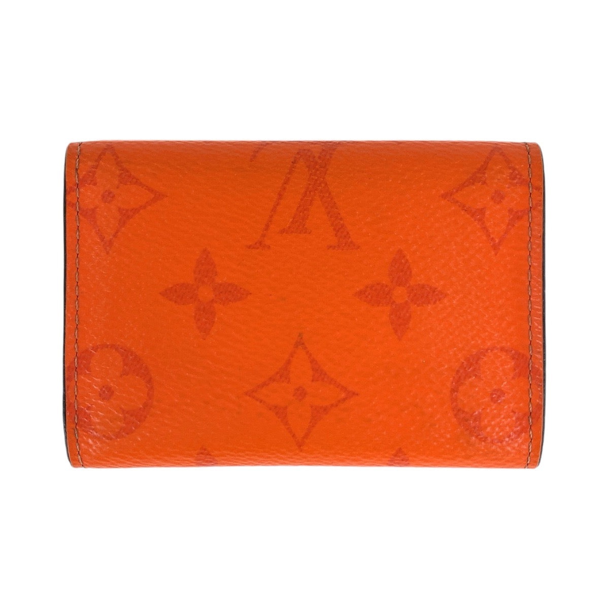 Louis Vuitton Tri-fold M69245 Volcano SilverMetal Taiga Monogram Leather Orange Wallet Case